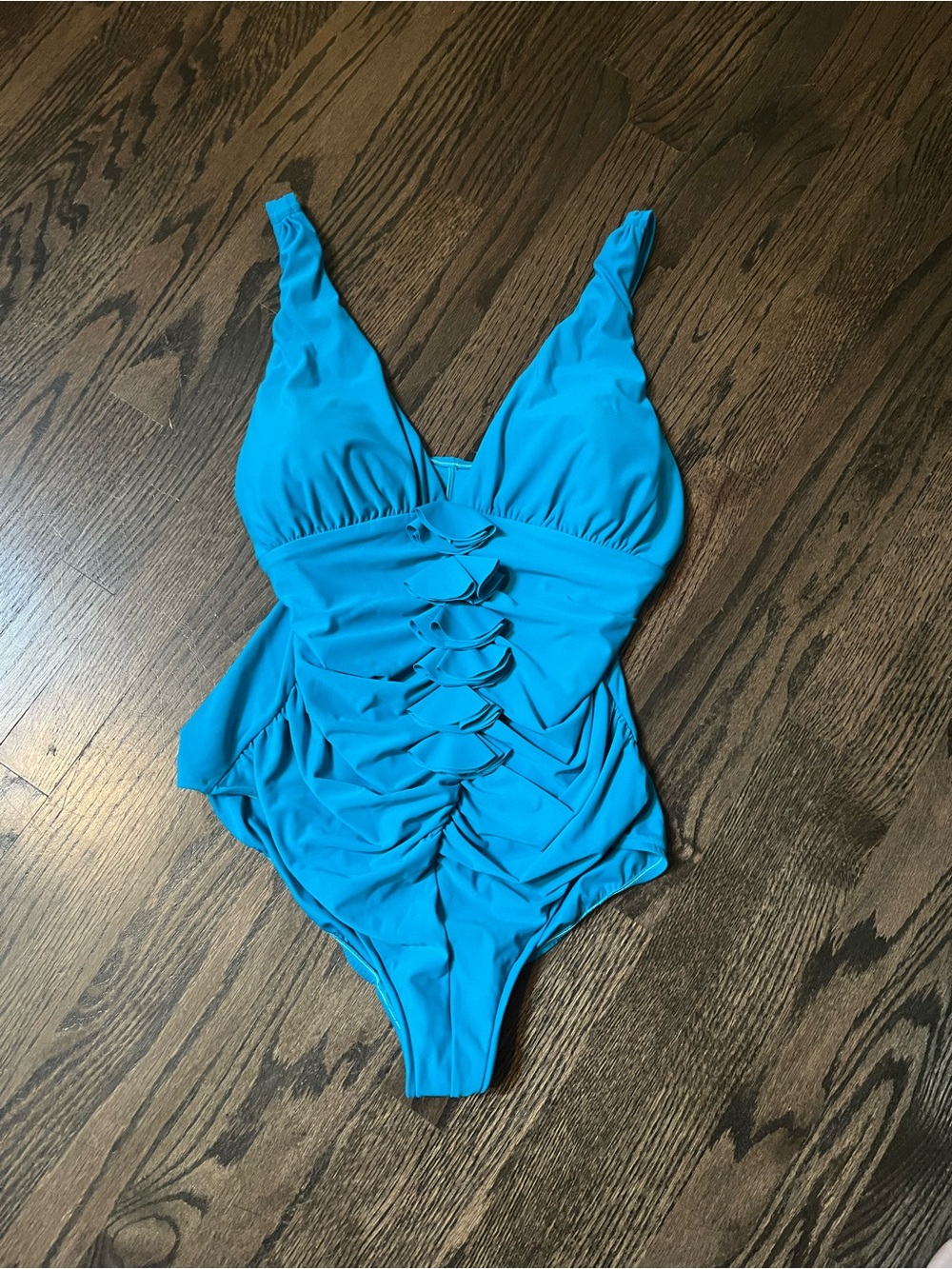 INC International Concepts Women’s One-Piece Swimsuit Turquoise Blue EUC size 20